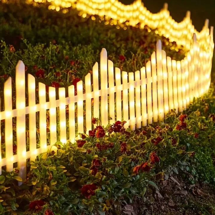 LED Világító Dekorkerítés, 3 m, 8 Világítási Programmal, Időjárásálló, Összekapcsolható Kialakítás, Udvarba és Kertbe, Meleg Fehér Fény [5]