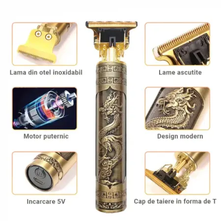 Gemei T9 Hajvágó Rozsdamentes Acél Pengékkel, Erős és Csendes Motorral, Állítható Vágáshossz, Ergonomikus Dizájn – Ideális Otthoni és Profi Szalon Használatra [1]