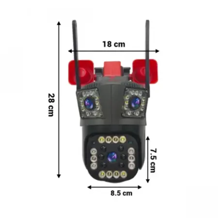 Hármas WiFi Biztonsági Kamera, Beltéri és Kültéri Használatra, 12MP Ultra HD 4K Felbontás, 5X Zoom, PTZ Automatikus Forgatással, Színes Éjjellátás Smart IR + LED, Kétirányú Hangkommunikáció [4]