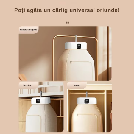 Hordozható Elektromos Ruhaszárító, Összecsukható Mini Szárítószekrény, 3D Air Drying, 400W, Gyors Szárítás 30 Perc–6 Óra, Állandó Hőmérséklet, 10 kg Kapacitás, Kompakt és Összecsukható, Lakásba és Uta [6]