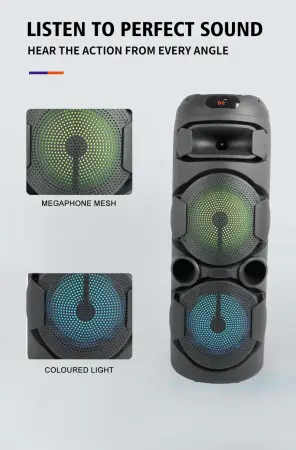 Hordozható hangszóró – 400W PMPO, Bluetooth, 8 hüvelykes hangszóró, digitális kijelző és erőteljes hangzás bulikhoz és karaoke-hoz [3]