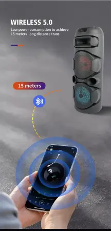 Hordozható hangszóró – 400W PMPO, Bluetooth, 8 hüvelykes hangszóró, digitális kijelző és erőteljes hangzás bulikhoz és karaoke-hoz [4]