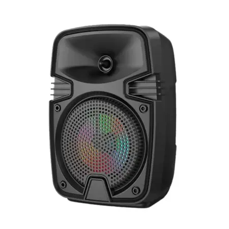 Hordozható hangszóró, 50W PMPO, Bluetooth, FM rádió, USB, LED világítás, 1200mAh akkumulátor, 2-4 órás üzemidő, kompakt méretek, ideális utazáshoz és bulikhoz [3]