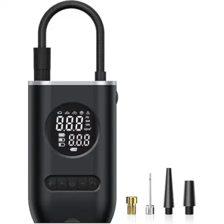 Autós kiegészítők - Hordozható Légkompresszor Digitális Kijelzővel, USB-C Töltéssel, 5 Előre Beállított Üzemmóddal és LED Lámpával – Autókhoz, Kerékpárokhoz, Motorkerékpárokhoz és Labdákhoz