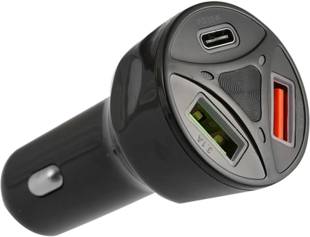 Autós kiegészítők - 55 W Gyorstöltős Autós Töltő, 3 Porttal, USB és USB Type-C Csatlakozókkal, 12–32 V Tápellátás, Okostelefonokhoz, Táblagépekhez és Mobil Eszközökhöz