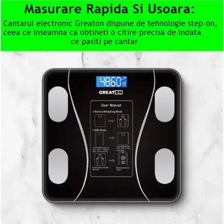 Intelligens digitális személyi mérleg testelemzéssel és telefonos alkalmazással, Bluetooth, 13 funkció [2]