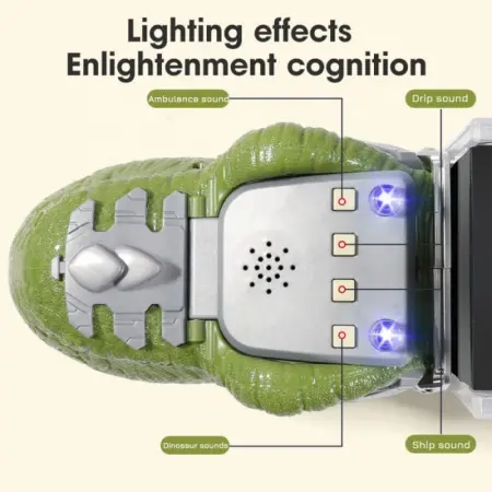 Interaktív dinoszaurusz teherautó világítással és hangokkal – 6 darabos pull-back járművek készlete tárolórekeszekkel [3]