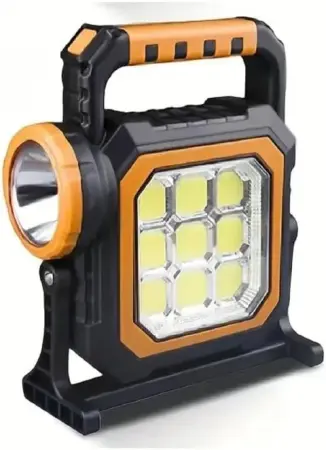 Napelemek és napelemes reflektorok - Interaktív Napelemes Lámpa S-8030-A, 1200 Lumen, 83 COB LED + 1 Elülső LED, 2400 mAh, Napelemes & USB Töltés, Vízálló, Forgatható Állvány, Beltéri/Kültéri Világítás, Vészhelyzetekhez, Fekete