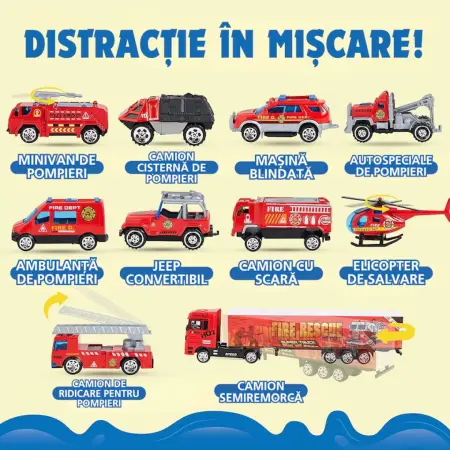 Játék teherautó utánfutóval 12 darabos készlet – Pull-back, súrlódás és nyitható ajtók funkcióval, 3–7 éves gyerekeknek [2]