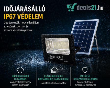 2 x Kültéri napelemes lámpa 200 W, 54 SMD LED reflektor, távirányítóval és fényérzékelővel, beépített napelemes panel [3]