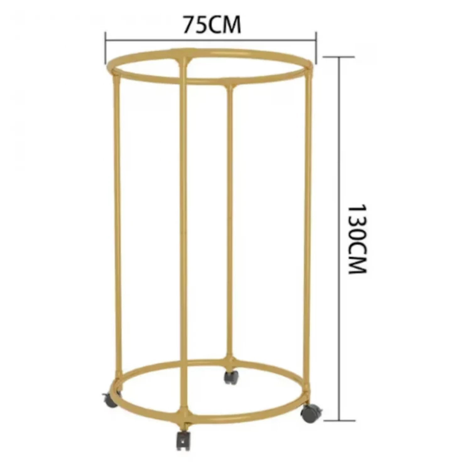 Kerek ruhatartó állvány görgőkkel – 130 cm rúddal, 30 kg teherbírás, krómozott rozsdamentes acél, modern [3]