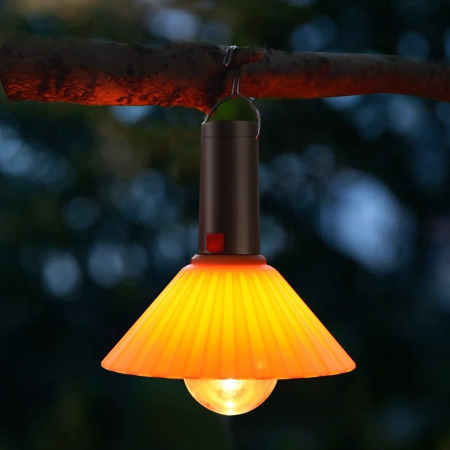 lampi si Lanterne solare led - Lampă LED portabilă pentru camping, reîncărcabilă USB, lumină ambientală multifuncțională, control prin buton, design compact și rezistent pentru exterior