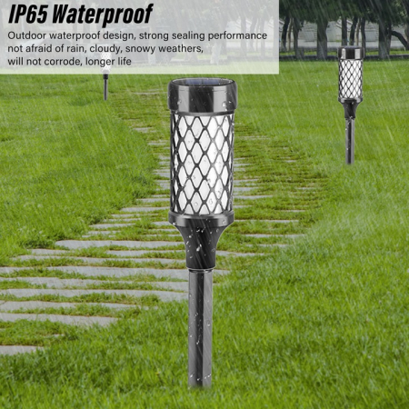 Napelemes LED kerti lámpa 37 cm, meleg fény, IP65 vízálló, automatikus töltés, kültéri használatra, dekoratív gyep világítás [4]