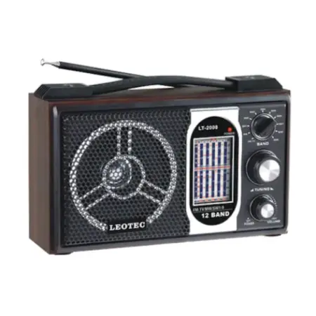 Ébresztőórás és hordozható rádiók - Leotec LT-2008-LW Hordozható Rádió – 11 Frekvenciasáv (FM, TV, MW, SW), Elegáns Retro Dizájn, Forgatható Teleszkópos Antenna a Tiszta Vételhez, 3W Hangszóró, Kettős Tápellátás (AC 220V vagy D/R20 Elem