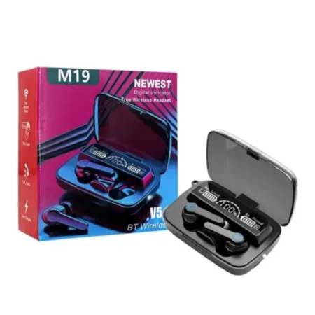 M19 TWS 5.1 Bluetooth Fülhallgató – HD Hangzás, Vízálló, Digitális LED Kijelző, Érintésvezérlés, Hosszú Üzemidő [1]