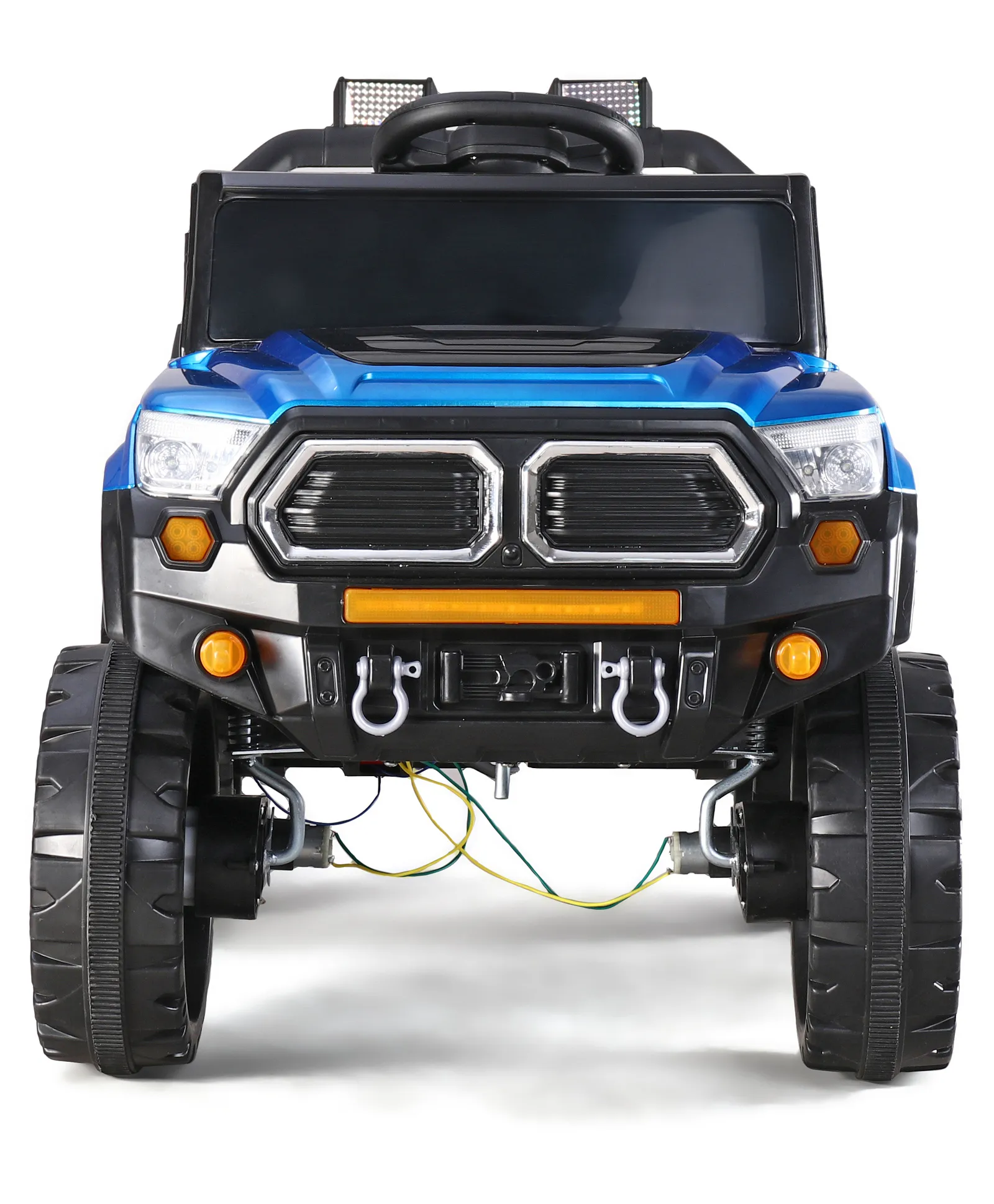 Gyermek elektromos autó Jeep, távirányítóval, Bluetooth és zene funkcióval, világító szélvédő, műanyag kerekek, 85×61×54 cm, kék [4]