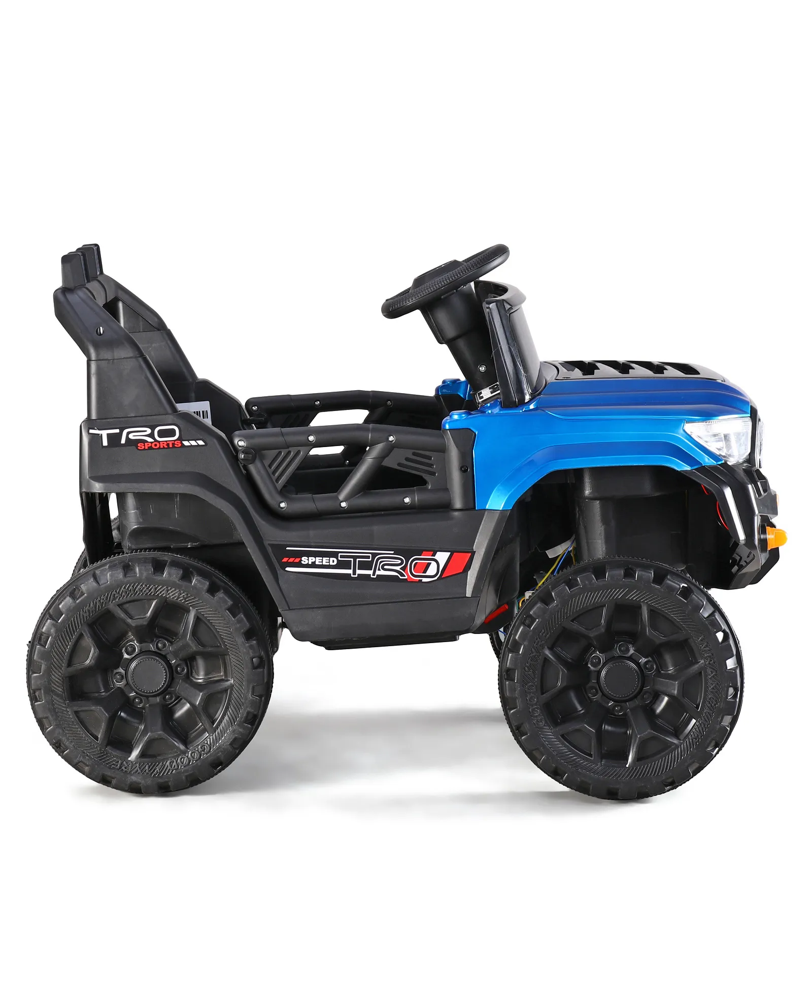 Gyermek elektromos autó Jeep, távirányítóval, Bluetooth és zene funkcióval, világító szélvédő, műanyag kerekek, 85×61×54 cm, kék [5]