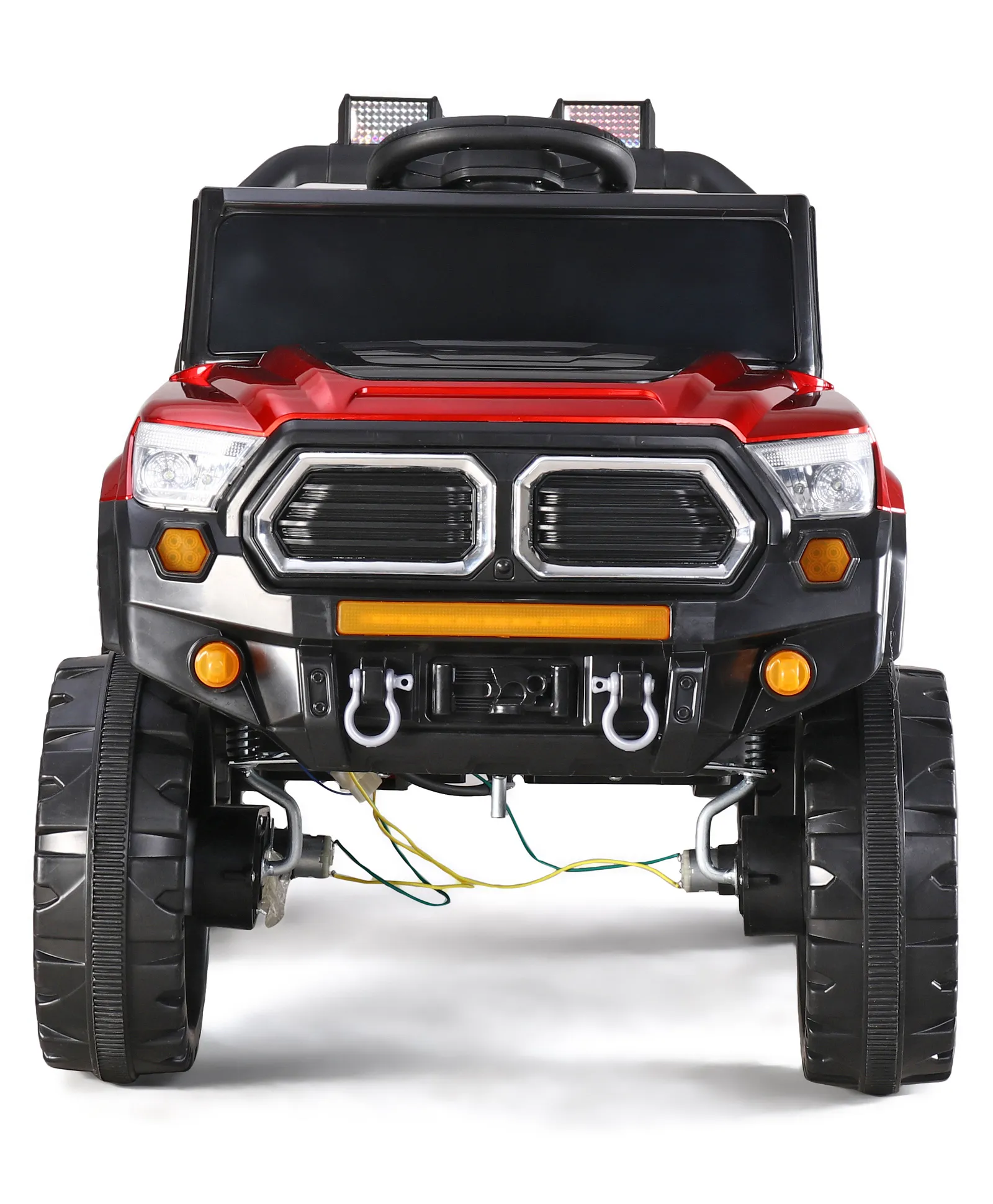 Gyermek elektromos autó Jeep, távirányítóval, Bluetooth és zene funkcióval, világító szélvédő, műanyag kerekek, 85×61×54 cm, piros [3]