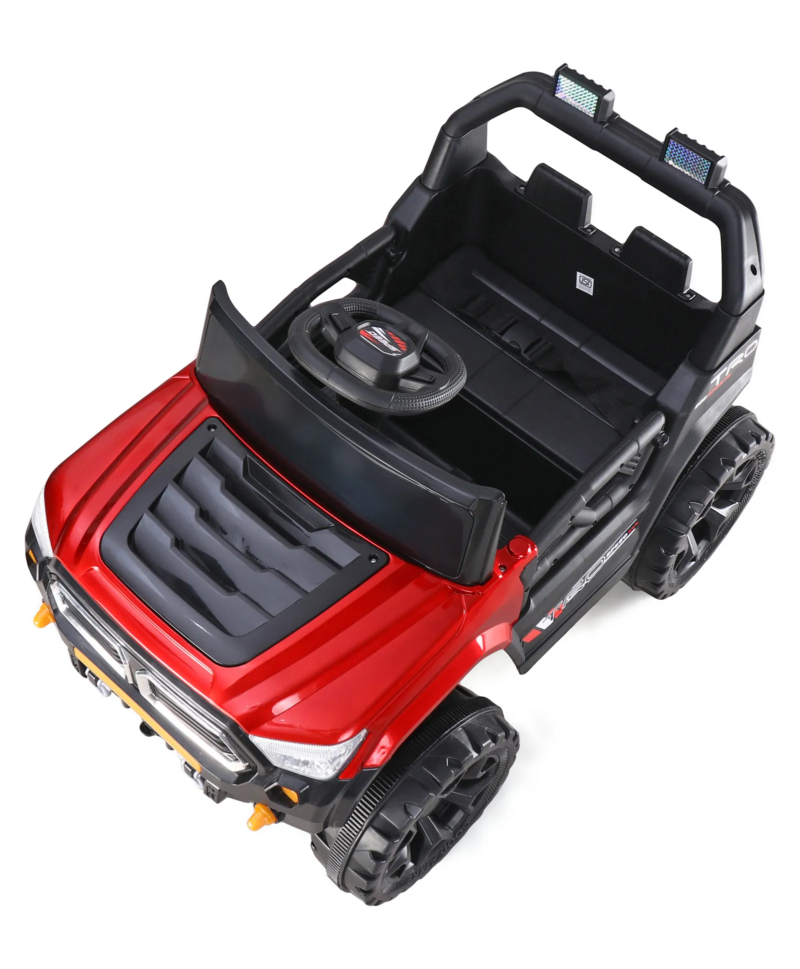 Gyermek elektromos autó Jeep, távirányítóval, Bluetooth és zene funkcióval, világító szélvédő, műanyag kerekek, 85×61×54 cm, piros [7]