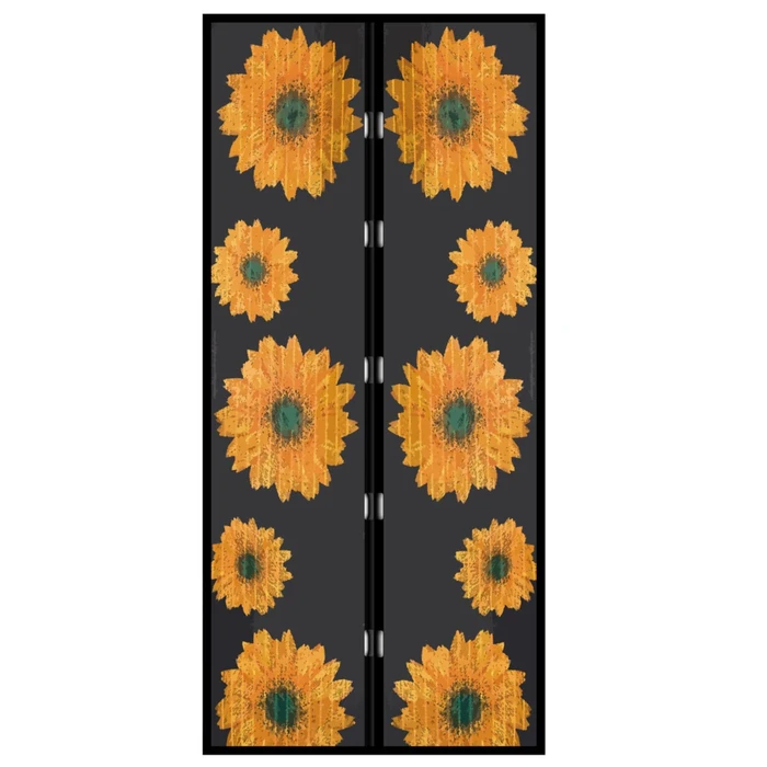 Otthon és Konyha - Mágneses szúnyogháló napraforgó mintával 100×210 cm, UV-álló poliészter, könnyű tépőzáras rögzítés