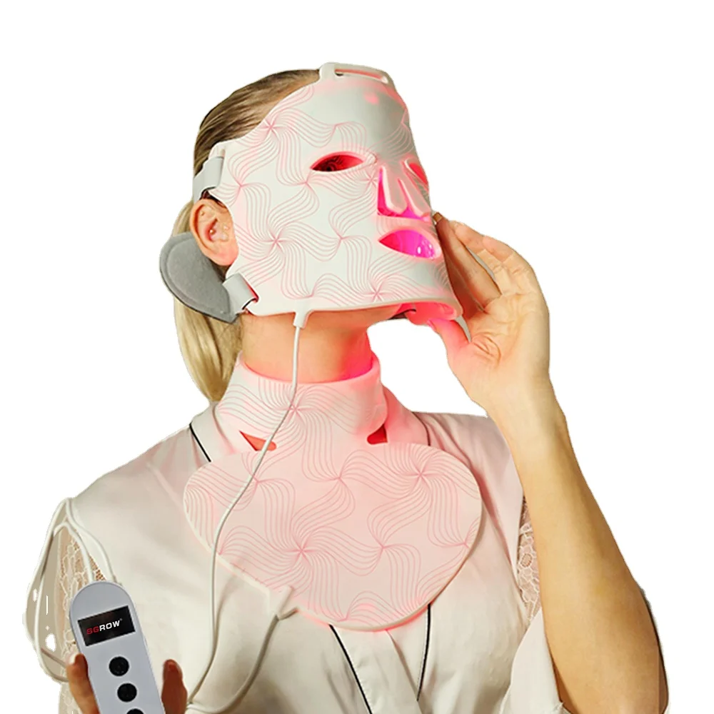 Professzionális LED arc- és nyakmaszk, vörösfény-terápia, 6 üzemmód, időzítő és pulzáló funkció, rugalmas szilikon, állítható [2]
