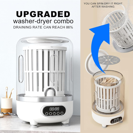 3 az 1-ben Hordozható Mosógép, 3000 mAh Akkumulátor, 3L Kapacitás, 3 Mosási Mód, Centrifugáló Kosárral [4]