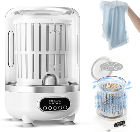 Otthon és Konyha - 3 az 1-ben Hordozható Mosógép, 3000 mAh Akkumulátor, 3L Kapacitás, 3 Mosási Mód, Centrifugáló Kosárral