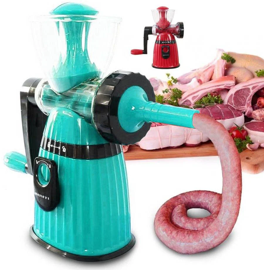 Casa si Bucatarie - Mașină de tocat carne manuală multifuncțională, lame și site din oțel inoxidabil, mâner detașabil, ușor de curățat, dimensiuni 19×27 cm