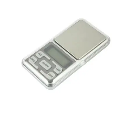 MH-500 zsebméretű ékszermérleg, 500 g, 0,1 g pontosság, TARE funkció, világító kijelző, ezüst szín [2]