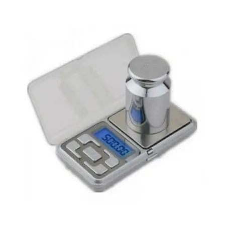 MH-500 zsebméretű ékszermérleg, 500 g, 0,1 g pontosság, TARE funkció, világító kijelző, ezüst szín [3]