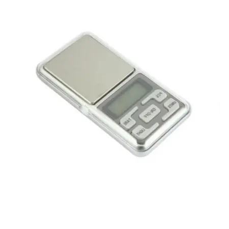 MH-500 zsebméretű ékszermérleg, 500 g, 0,1 g pontosság, TARE funkció, világító kijelző, ezüst szín [5]