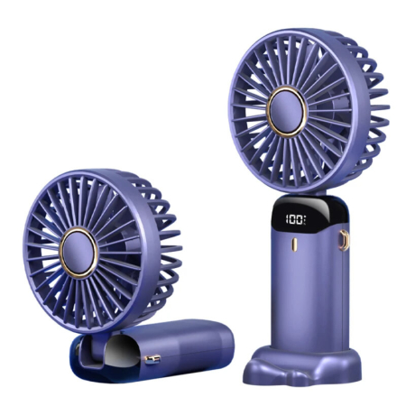 Otthon és Konyha - Összecsukható mini ventilátor LED kijelzővel, 5 sebesség, 1800 mAh akkumulátor, USB töltés, csendes, kompakt és hordozható, modern design