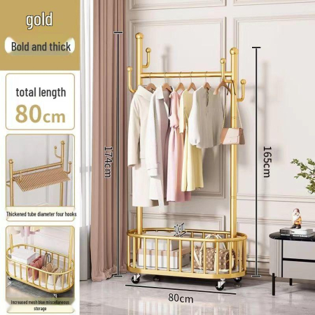 Mobil Ruhatartó Állvány, Luxus Dizájn, Könnyű Kivitel Kerekekkel, 80 cm, Ideális Hálószobába, Praktikus Ruhák és Kalapok Tárolására [2]