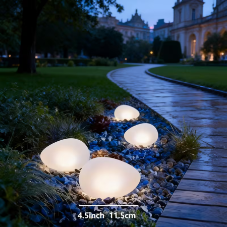 Napelemes LED Kerti Lámpa Kavics Formájú, Tojás Dizájn, 14 × 10 × 8 cm, Kerti Ösvények, Virágágyások és Kültéri Dekorációk Számára [3]