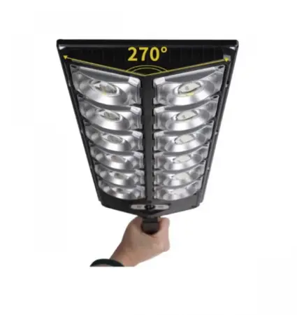 Napelemes Utcai Lámpa 2500W, 3 Világítási Móddal, Fény- és Mozgásérzékelővel, Távirányítóval, Fekete [2]