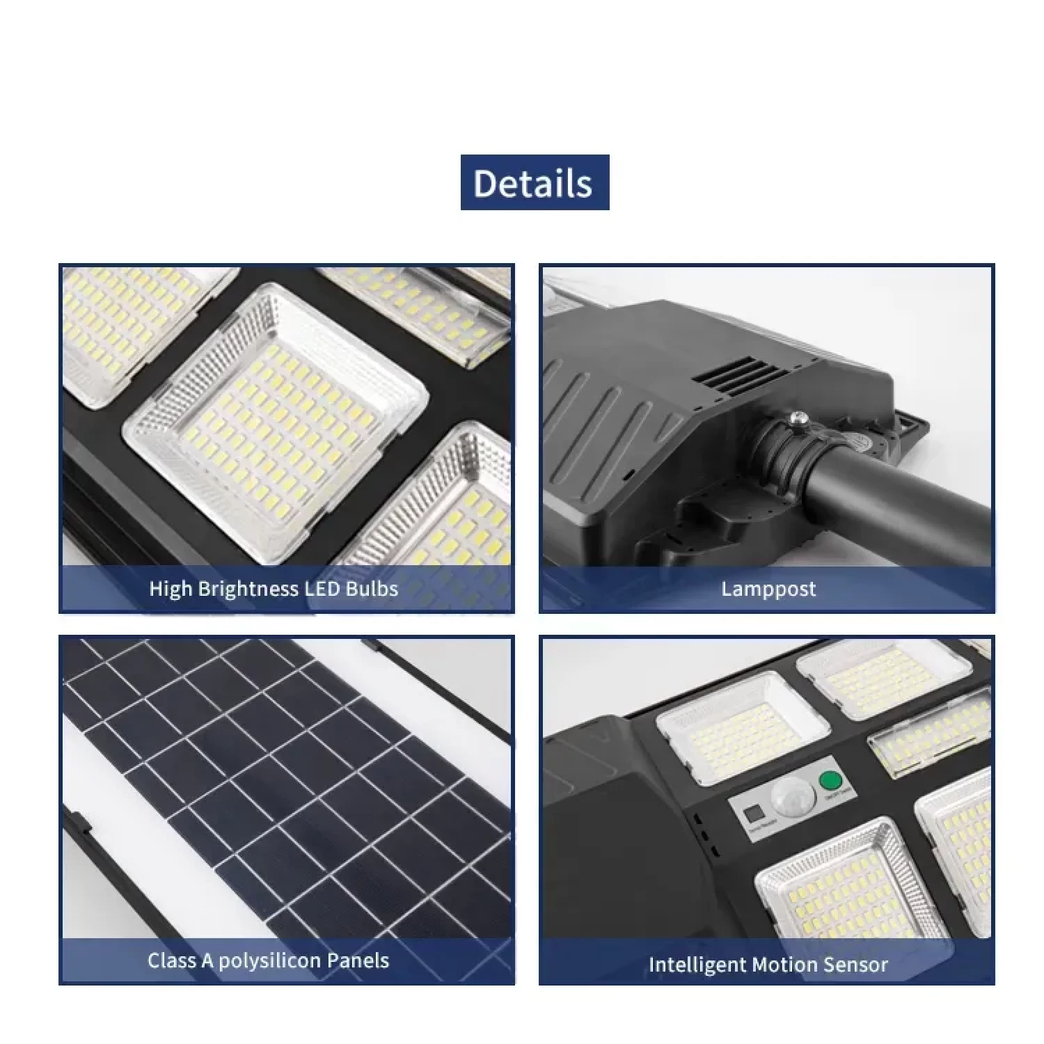 2800W-os Napelemes LED Utcai Lámpa, Távirányítóval, Mozgásérzékelővel, IP65 Vízálló Kivitelben, Beépített Akkumulátorral, Udvarokhoz, Kertekhez, Parkolókhoz és Sétányokhoz [6]