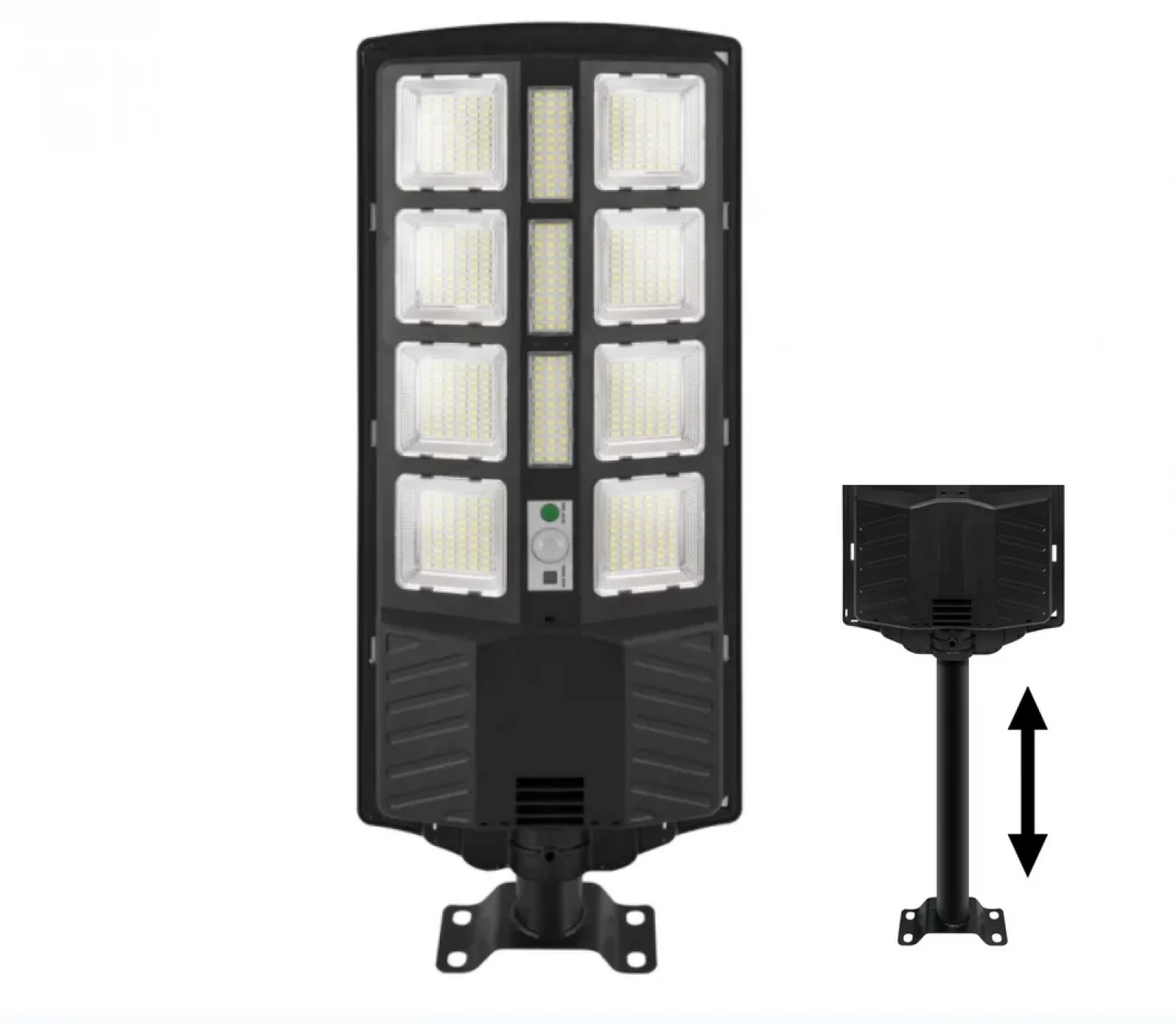 Napelemek és napelemes reflektorok - 2800W-os Napelemes LED Utcai Lámpa, Távirányítóval, Mozgásérzékelővel, IP65 Vízálló Kivitelben, Beépített Akkumulátorral, Udvarokhoz, Kertekhez, Parkolókhoz és Sétányokhoz