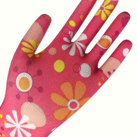 2 darabos Női kertészkesztyű | Légáteresztő nylon, gumírozott bevonat, tavasz–nyár, mintás [2]