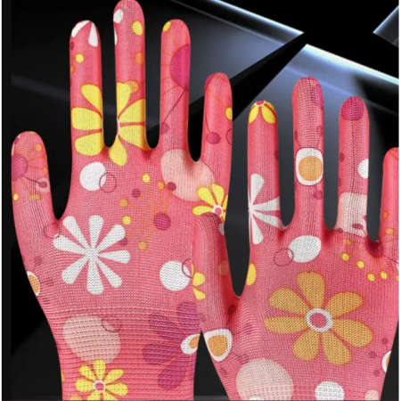 2 darabos Női kertészkesztyű | Légáteresztő nylon, gumírozott bevonat, tavasz–nyár, mintás [5]