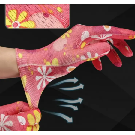 2 darabos Női kertészkesztyű | Légáteresztő nylon, gumírozott bevonat, tavasz–nyár, mintás [3]