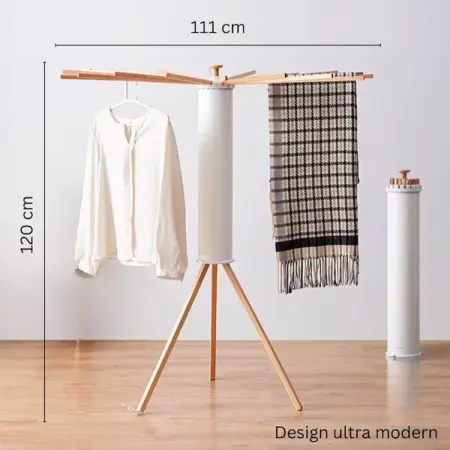 Összecsukható Fa Ruhaszárító – 16 Rúd, 360°-ban Forgatható, Állítható, UV-védelemmel, Kompakt és Tartós - Copie [3]