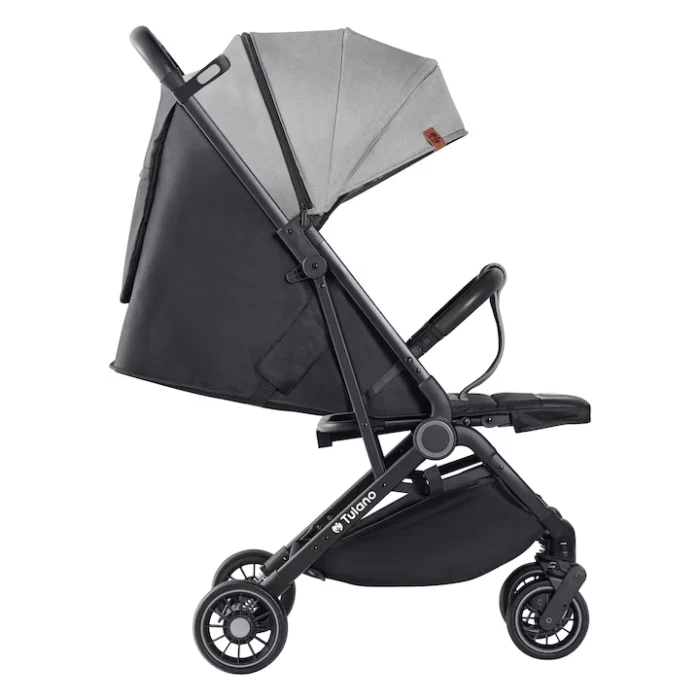 Összecsukható ultra könnyű sport babakocsi – 5,5 kg, 5 pontos biztonsági öv, állítható háttámla, XXL napellenző, szürke [4]