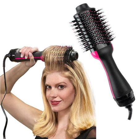 3 az 1-ben elektromos hajformázó 1000W, hajszárító, hajkefe és hajgöndörítő, turmalinos kerámia bevonat, 3 sebesség és 3 hőfok, nedves és száraz hajra, fekete/rózsaszín [3]