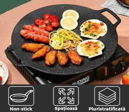 36 cm-es Japán Stílusú Serpenyő, Többrétegű Szerkezet, Tapadásmentes Bevonat, Tartós Anyag, Fekete [7]