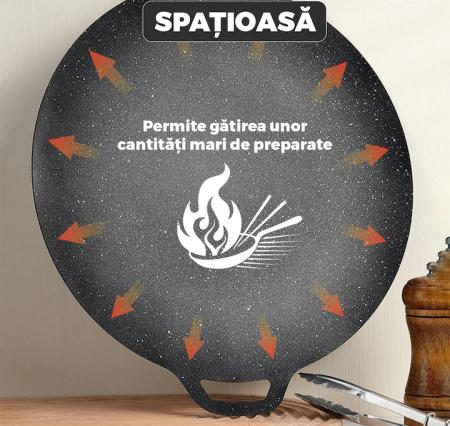 36 cm-es Japán Stílusú Serpenyő, Többrétegű Szerkezet, Tapadásmentes Bevonat, Tartós Anyag, Fekete [1]