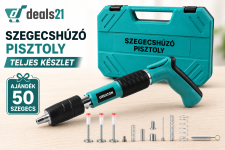 Elektromos szerszámok és eszközök - Pneumatikus és kézi szegecselő pisztoly készlet szögek rögzítéséhez, falhoz, mennyezethez, padlóhoz és fához, 7,3 cm kaliberrel kompatibilis, védőszemüveggel és hordtáskával