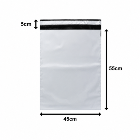 Csomagolás és fogyóeszközök - Prémium LDPE Futártasak, 45 × 55 cm + 5 cm Ragasztófül, 100 Mikron, Öntapadós, Vízálló és Szakadásálló, Szürke Külső / Fekete Belső