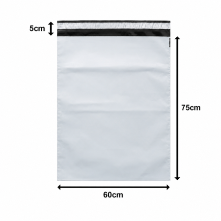 Csomagolás és fogyóeszközök - Prémium LDPE Futártasak, 60 × 75 cm + 5 cm Ragasztófül, 100 Mikron, Öntapadós, Vízálló és Szakadásálló, Szürke Külső / Fekete Belső