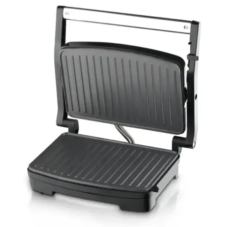 Prime Heim Elektromos Grill 850W, Tapadásmentes Lemezek, Kettős Fűtés, Alumínium Ház, Kompakt Dizájn, Ideális Hús, Zöldség és Szendvicsek Sütéséhez – Gyors és Egyenletes Főzés, Könnyű Tisztítás [2]