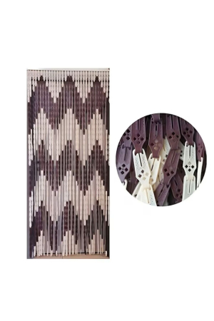 PVC gyöngyfüggöny ajtóra 100×200 cm, 32 dekoratív szalaggal, rovarvédelem, gyors telepítés, krém/barna [1]